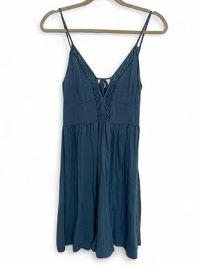 Roxy Dusty Blue Crochet Top Mini Dress